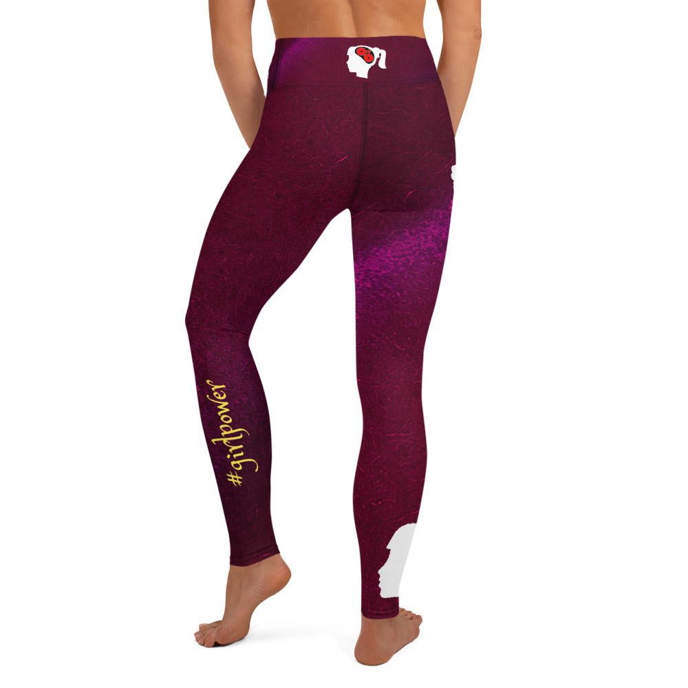 Wine or Plum Unique Arty Leggings- #girlpower. Yoga Pants, Gym Wear for Fit Girls- Beige, Black. WickedYo.